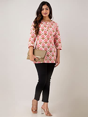 Image of feranoid Women Cotton Printed Straight Short Kurti