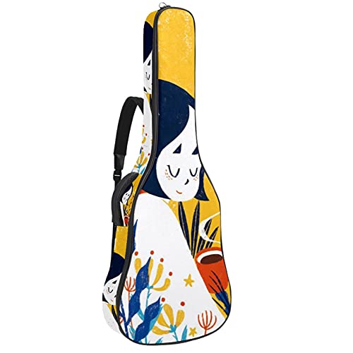 Housse de guitare à fleurs 106 cm avec sangle pour basse et folk