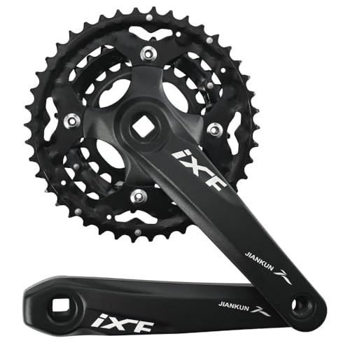 BESNIN Pédalier Triple VTT, Pédalier de Vélo à Axe Carré avec Manivelle 170mm, Plateaux 104/64 BCD - Compatible 3x7/8/9/10 Vitesses pour Route & BMX