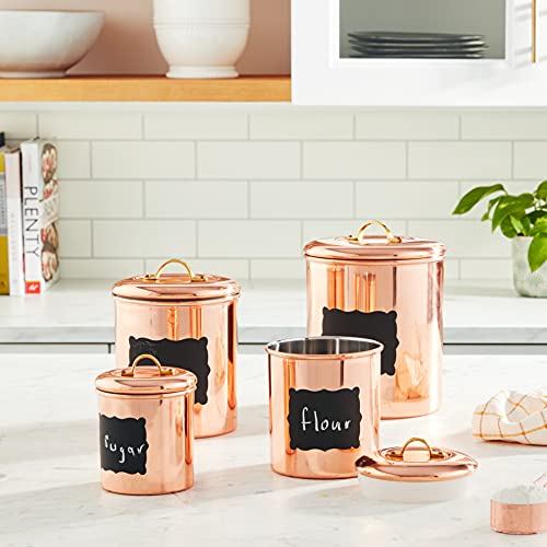 Old Dutch 4 Piece Decor "CHALKBOARD" Canister Set, 4 quart, Copper