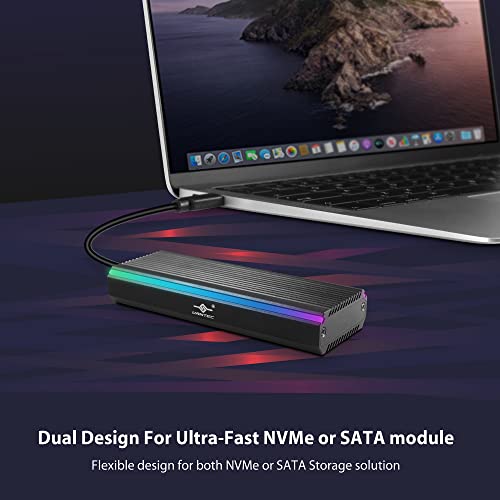 Caja externa USB 3.2 Vantec NexStar SX con RGB para M.2 NVMe/SATA miniatura 3