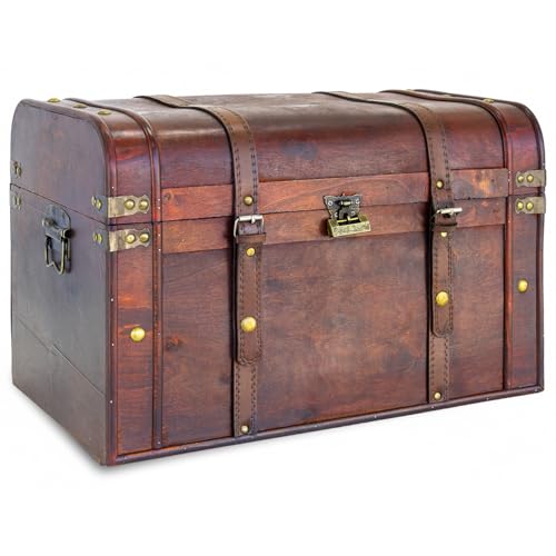 Kingpower Coffret coffre en bois 50 x 30 x 32 cm avec serrure Coffre de cadeaux
