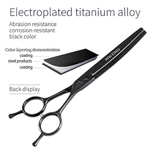 Fenice Peak Professional Dog Grooming Scissors Pet Curved Thinning Shears 7.0” Extremely Sharp Blades 440C Steel Thinning Scissors Durable Smooth Motion & Fine Cut for Dogs and Cats(Black)