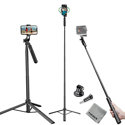 Gurmoir 60inch Selfie Stick Tripod Monopod, for iPhone 12/11/XS/XR & Gopro 10/9/8 and Android Phones & DV Camera, Multi-Functional Cell Phone Tripod Stabilizer with Bluetooth, Camera Monopod Tripod