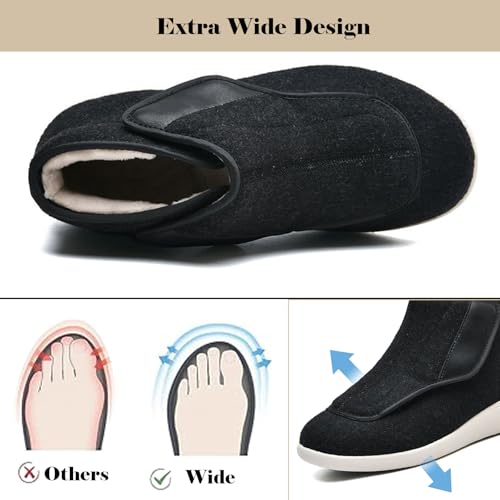 Diabetic Shoes for Men's, Women's Adjustable Easy-On Non Slip Winter Slippers, Unisex Arthritis Edema Swollen House Boots Indoor Outdoor2