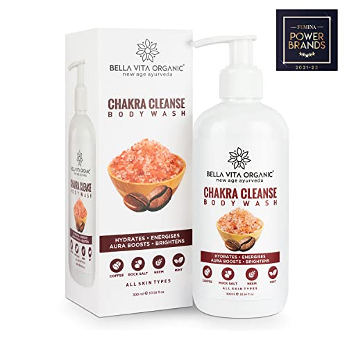 Image of Bella Vita Organic Chakra Cleansing Body Wash Shower Gel Aura Boosting Positivity with Himalayan Rock Salt, Real Coffee Beans & Essential Oils, 300 ml
