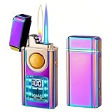 NINSI Smart Voice-Activated Lighter - 3 Flames (Blue Torch, Soft Flame & Dual Arc) - Windproof Refillable & Rechargeable Butane Lighters with Multiple Ignition Methods (Without Fuel) (Colored Ice)