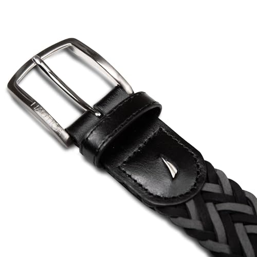 Image of Nautica Men's Casual Leather Belt | Everyday | Classic | Pants | Jeans | Khakis | Chinos | Metal Buckle