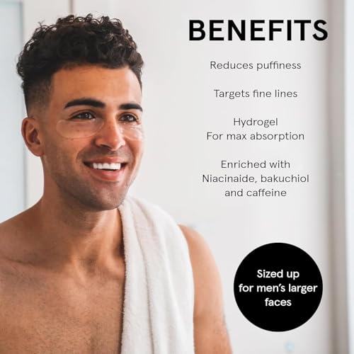 BRO MASK Under Eye Patches for Men with Hydrogel (6 x 1 pack) - Anti-Aging Korean Eye Masks for Dark Circles and Puffiness- Puffy Under Eye Treatment - Perfect Skin Care Stocking Stuffers for Men