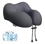 urnexttour Travel Pillow for Airplane Memory Foam Neck Pillow, Soft & Support Travel Pillow for Travelling, Sleeping Rest, Car, Train and Home Use (Black)