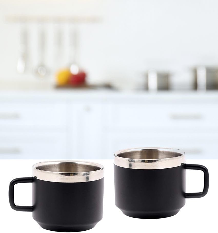 Stainless Steel Black Matte Tea Cups Set of 2