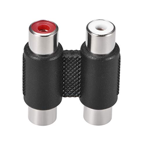 uxcell Conector RCA 2 Hembra a 2 Hembra Negro Pack 2 piezas miniatura 2