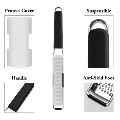 Image of Cambom Lemon & Citrus Zester, Cheese Graters with Stainless Steel Sharp Blade for Parmesan Cheese, Ginger, Garlic, Nutmeg, Chocolate, Vegetables, Fruits, Dishwasher Safe Shredder Fine Blade