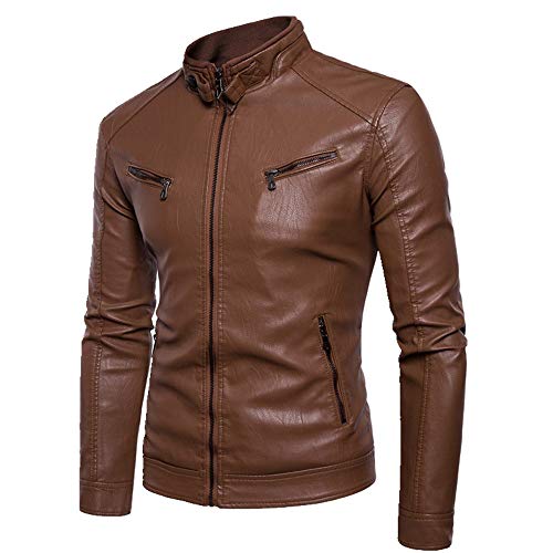 NOBRAND Abrigo de cuero de gran tamaño para hombre de cuero Amarillo amarillo XL