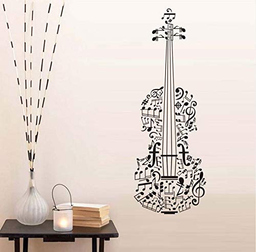 xlei Etiqueta De La Pared Decoración para El Hogar Notas Musicales Guitarra Pegatinas De Pared Vinilo Removible Arte De La Pared Sala De Estar Instrumentos Musicales Tienda Mural Sticker42X120Cm
