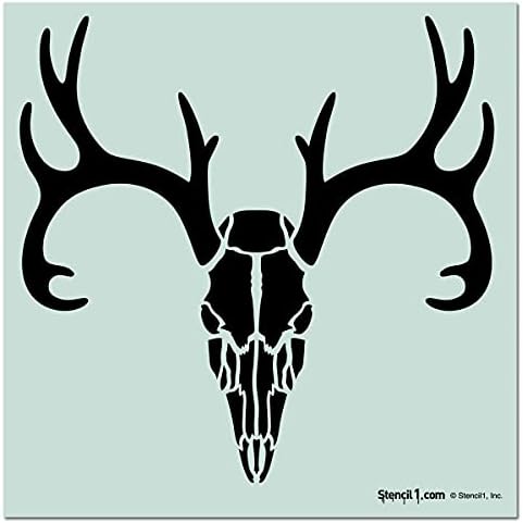Stencil1 Deer Skull Repeat Pattern Stencil - Reusable Premium Quality Mylar Stencils for Painting - Skull Pattern Stencil Crafts and Decor on Walls Fabric & Furniture Art Craft - 11" x 11"
