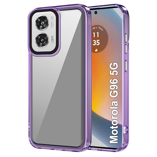 Image of amazon basics Back Case Cover for Motorola G96 5G | Compatible for Motorola G96 5G Back Cover | Case Cover with Camera Protection | (TPU + PC | Translucent Purple)