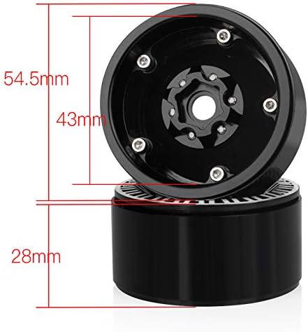 KYX Racing Aluminum Alloy 1.9" Wheel Rims Upgrades Parts Accessories for RC Crawler Car Axial SCX10 II 90046 Capra UTB TRX4 D90 (4 pcs)