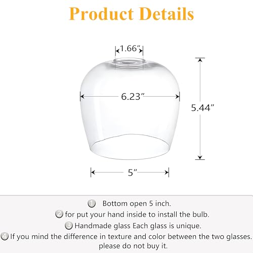 Image of 3 Pack 6.3 Inch Clear Replacement Glass Lamp Shade Pendant Ceiling Chandelier Wall Sconce Light
