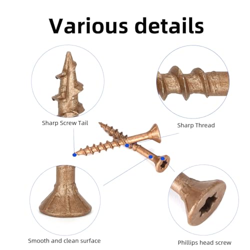 Image of Wood Screws #8 x 1-1 /2'', T25 Star Torx Drive Flat Head Deck Screws, Brown, 165Pcs (1lb)