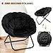 Grezone Folding Saucer Chair, Oversized Lazy Moon Chair with Metal Frame, Comfy Bedroom Chairs for Bedroom, Living Room, Study Black JC