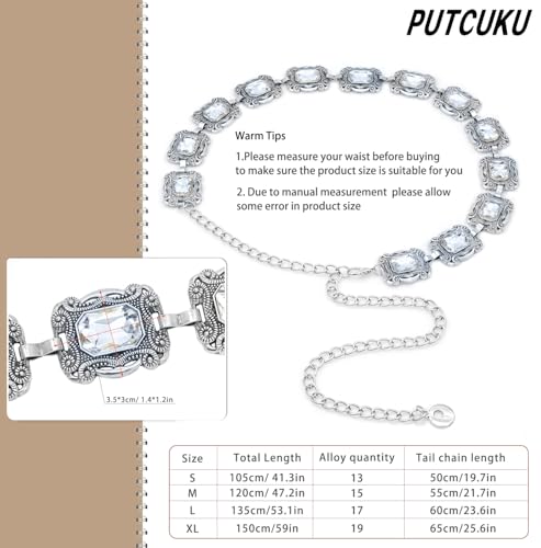 Western Metal Concho Belt for Women: Boho Chain Belt with Adjustable Turquoise Chain Link, Silver & Gold4