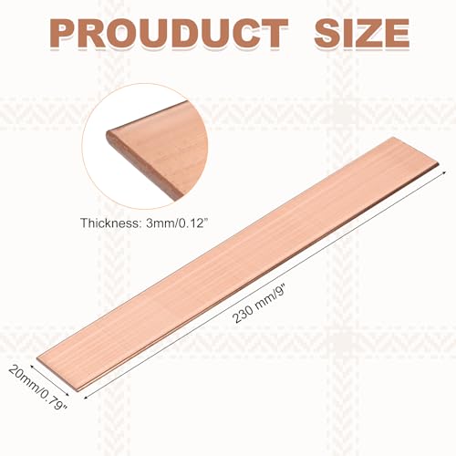QUARKZMAN Kupfer Flachstange 1/8 x 0.8 x 9 C110 Massiv Kupfer Stromschiene Platte Massiv Metall Bleche Für DIY Basteln Reparaturen Elektrik (3mm x 20mm x 230mm)