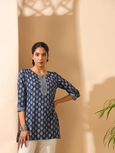 Image of Meesan Women's Casual Ethnic 3 /4 Sleeve Printed Tunic