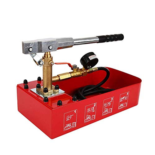 IRONWALLS Hydrostatic Pump Tester, Hydraulic Manual Water Pressure Test Pump, 5Mpa Water Pipe Leakage Pressure Tester Pump with Gauge & 2 Gallon Tank