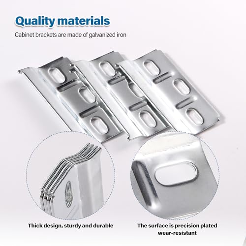 VooGenzek 4 Stücke Trägerplatte Schrankaufhänger und 12 Stücke M8*60 Dübel Schrauben, Wandbefestigung Hängeschränke, Wandaufhängung für Küchenschränke, Wandmontage Schränke Aufhängeplatte