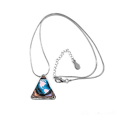 Pendentif triangle gravure mexicaine et terre bleue mystérieuse pour collier ethnique