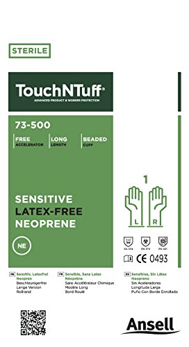 Ansell TouchNTuff 73-500 Neoprenhandschuhe, Chemikalien- und Flüssigkeitsschutz, Größe 9 (10 Paar)