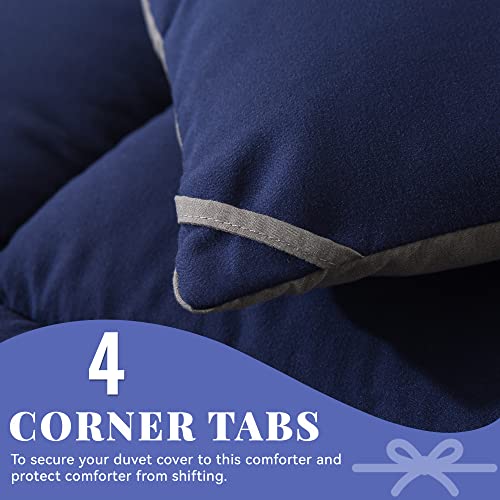 Cosybay Down Alternative Comforter (Blue/Grey, Full) - All Season Soft Quilted Full Size Bed Comforter -Reversible Lightweight Duvet Insert With Corner Tabs -Winter Summer Warm Fluffy, 82X86 Inches #TOP3