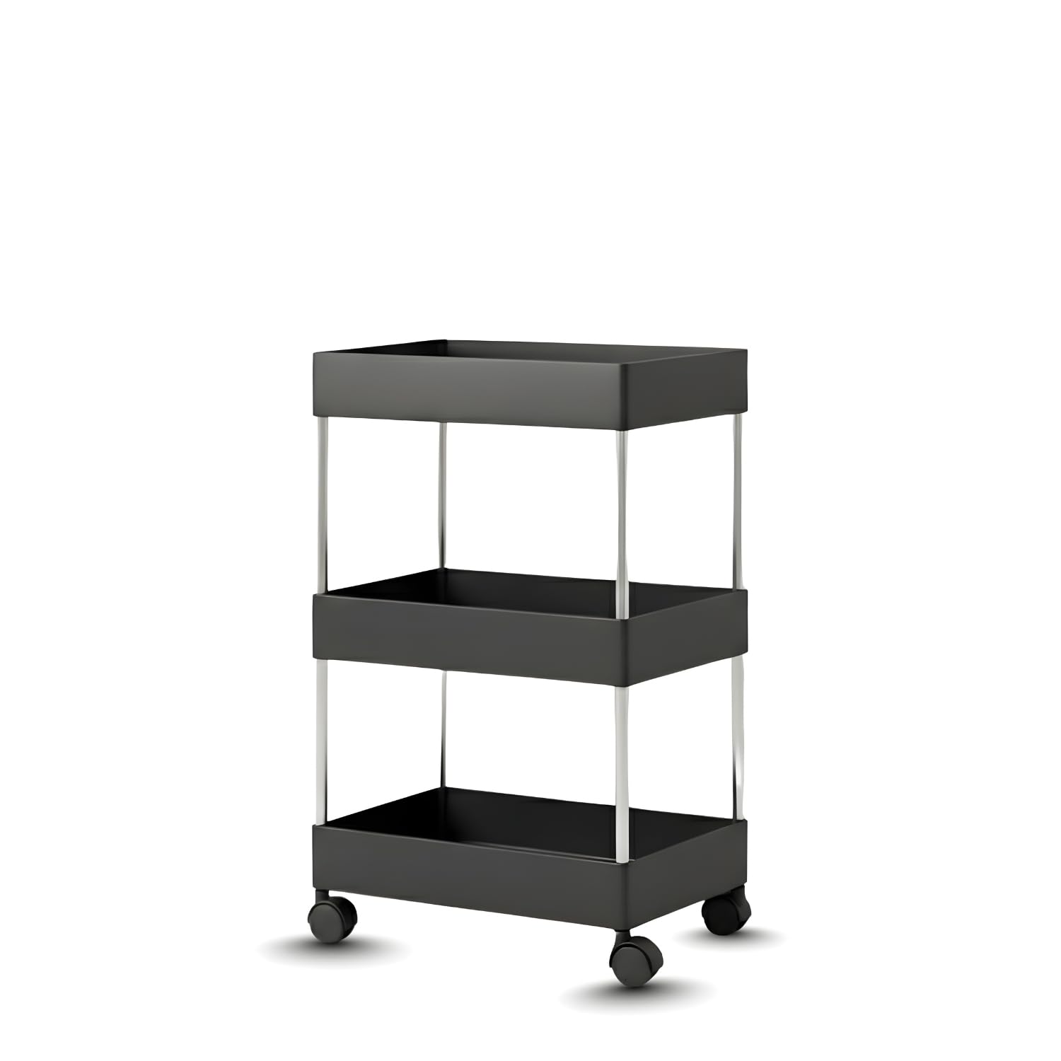 MASHUR FAB - Plastic Kitchen Storage Trolley Rack with Wheels | Multi-Layer Rolling Utility Cart | Slide-Out Shelves | Space-Saving Home & Pantry Organizer (3 LEYAR)