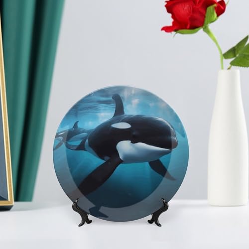 Plato decorativo de porcelana Bone China con soporte 7 in miniatura 6