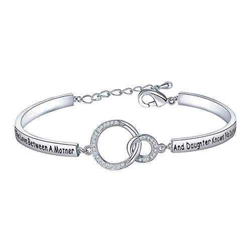 Lywjyb Birdgot Long Distance Mother Daughter Gift The Love Between A Mother And Daughter Knows No Distance Bracelet Mother's Day Gift Mom Inspirational Gift (Mother Daughter No Distance silver br)