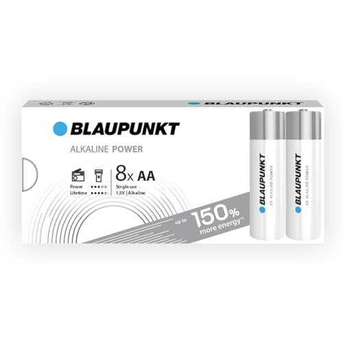 BLAUPUNKT AA Alkalibatterien Packung mit 8, am besten für Wanduhren und TV-Fernbedienungen, LR6BPO/8CB