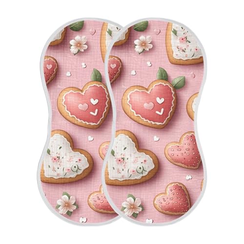 1 Pack Heart Shaped Cookies Muslin Burp Cloths Cotton Absorbent Baby Burping Rags for Boys Girls Soft Newborn Burp Bibs, 22 x 11 Inch2