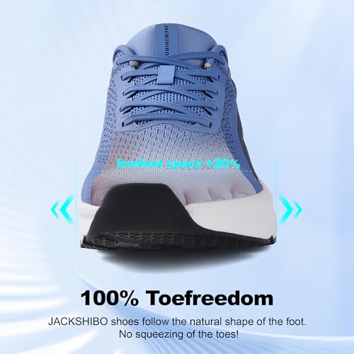 Image of JACKSHIBO Mens Wide Toe Box Shoes Lightweight Slip On Orthopedic Tennis Sneakers Plantar Fasciitis Footwear-Breathable Mesh for Running Walking Athletic Thick Cushion Zero Drop Sole Width Shoes
