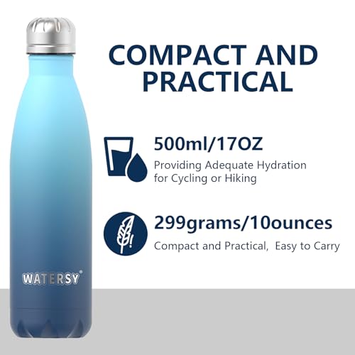 WATERSY Stainless Steel water bottles,17oz/500ml Insulated Water Bottles,Ocean Blue metal water bottle Keeps Drink Cold and Hot,BPA Free kids water bottles for School,Gym,Travel,Sports - Image 4