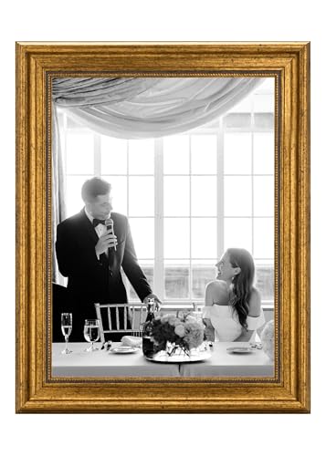 CABBEL Cadre photo 30x40 cm Or – Style Baroque Vintage – Pour affiches, photos et certificats – Verre acrylique incassable – Élégant & décoratif –...