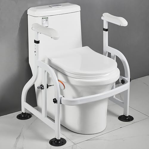 NEWFUN Elevador WC Adulto Con Reposabrazos, Alzador WC Adulto, Elevador WC para Adultos, Elevador de Tapa de Inodoro Senior con Ajuste de Altura, Apto Para Todos los Inodoros Estándar, 150 KG