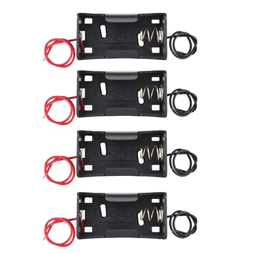 hrsyyl 4pcs D Cell Battery Holder 1.5V D Size Battery Holder Case Container with Wire D Size Battery Box