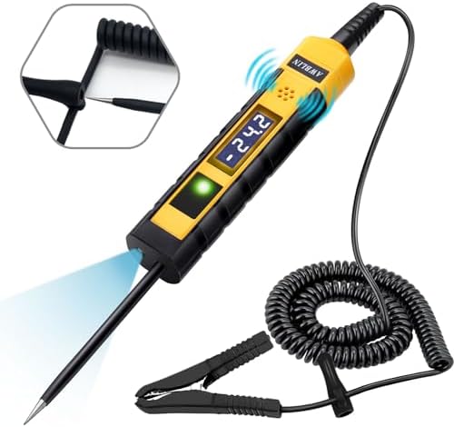 4-75V DC Automotive Test Light, LCD Digital Light Tester with Voltmeter, Heavy Duty Circuit Tester with Polarity Indicate and Illuminating Lights, Fuse Voltage Tester Auto Electrical Tool