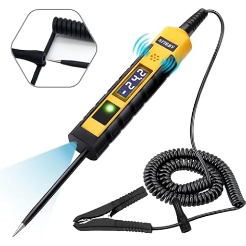AWBLIN 4-75V DC Automotive Test Light, LCD Digital Light Tester with Voltmeter, Heavy Duty Circuit Tester with Polarity Indicate and Illuminating Lights, Fuse Voltage Tester Auto Electrical Tool Cover