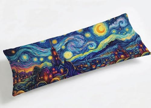 Abstracto Funda de Almohada Larga 40 x 145 cm, Premium Grande Fundas Cojines Terciopelo Noche Estrellada, Body Pillow Cover Cuerpo Maternidad Ortopédica Soporte, Suave & Respirable & Duradera K8-195