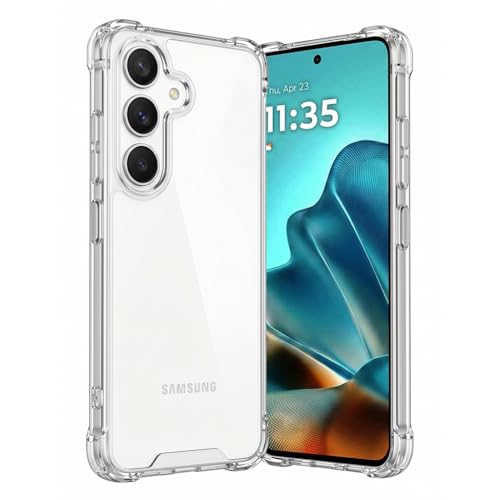 Image of Fashionury Clear Back Cover Case for Samsung Galaxy S26 5G | Anti-Yellow Acrylic Hard Back + Soft TPU Bumper | Shockproof 360 Protection | Slim Transparent Bumper Case (Clear)