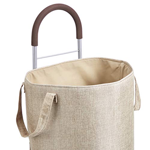 Amazon Basics Stair Climber Rolling Laundry Hamper Converts into Dolly, 96.5 cm Handle Height, Beige