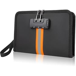 XIAODUN Fireproof Money Bag,Money Bag with Lock and Zipper,Safe Fireproof Waterproof,Suitable for Cash, Mobile Phones, Keys, Credit Cards