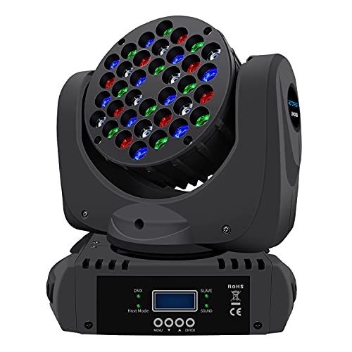 BETOPPER Stage Lights, 36x3W LED Wash Lights RGBW, DMX/Sound Activated DJ Lights, Moving Head Lights for DJ Show, Bar, KTV, Disco, Party Lighting